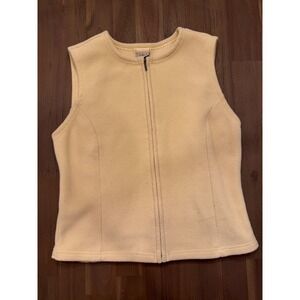 LL Bean Womens Fleece Vest Yellow Zip Up Pockets Size L Regular